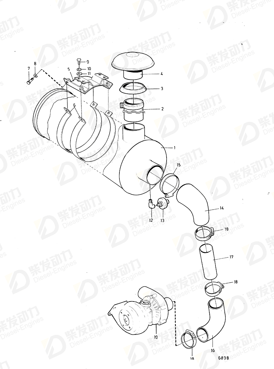 volvo penta Rubber sleeve/boot 4710185 Drawing